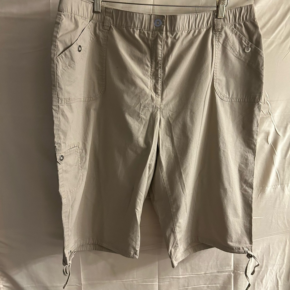 New Sz 18W Karen Scott Plus Size Khaki Tummy Control Bermuda Shorts #1879*13